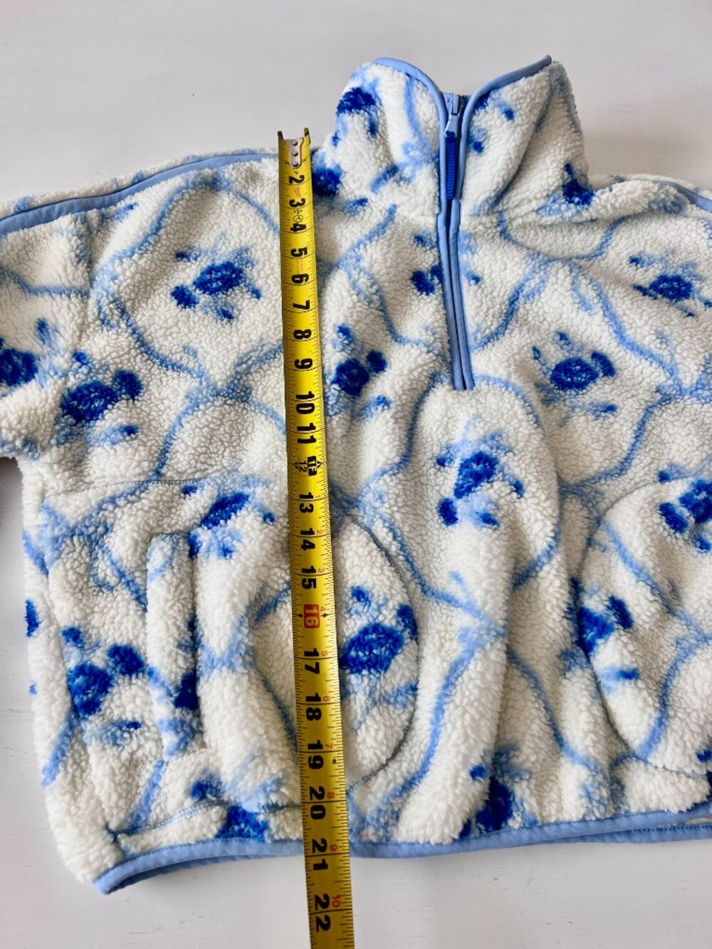 Old Navy Floral Bow Printed Loose Sherpa Quarter-Zip Pullover - Size Med - Picture 6 of 7